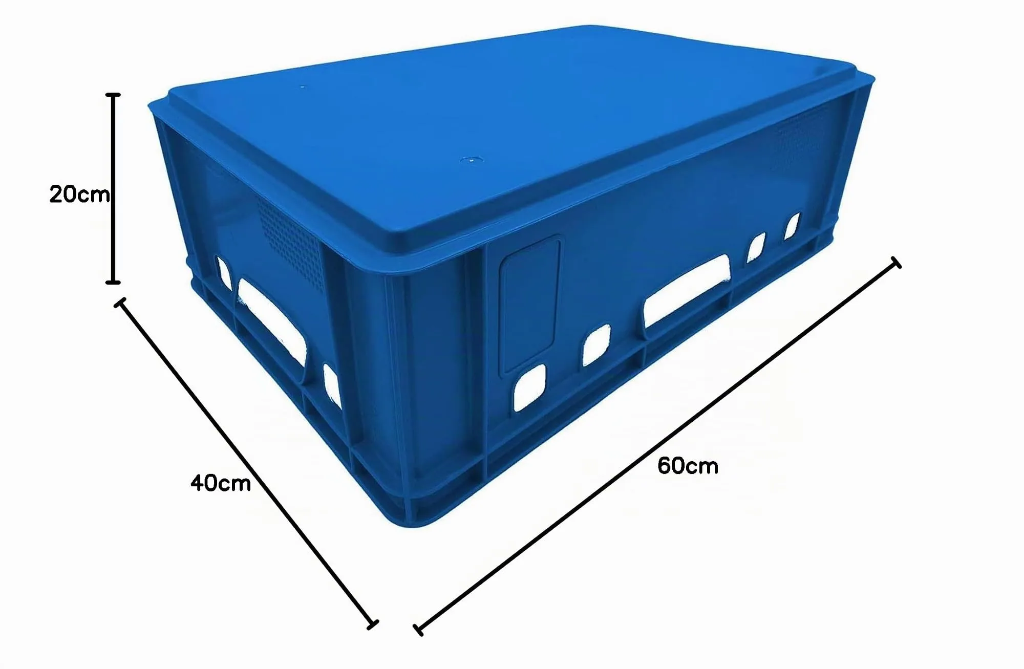 Eurobox - Cassetta portacarne E2, blu, 60 x 40 x 20 cm, robusta scatola - immagine 8
