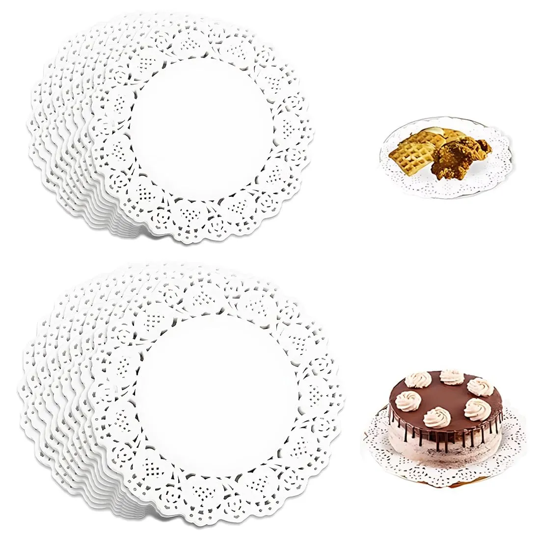 XUZOPIM 300 tovagliette rotonde in pizzo bianco bianco 3,5 pollici e 4,5 pollici per matrimonio compleanno torta dessert stoviglie - immagine 1