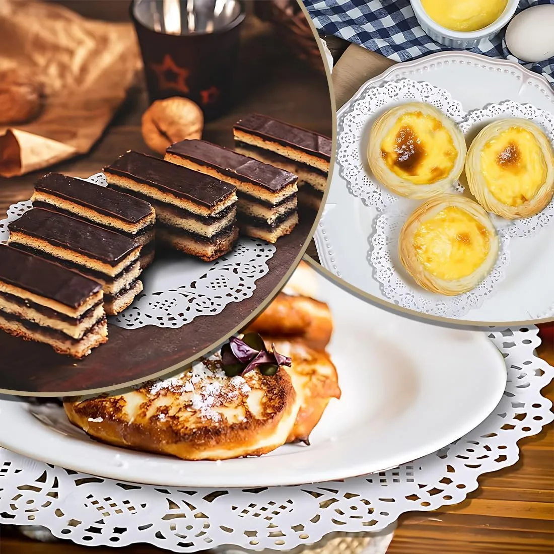 XUZOPIM 300 tovagliette rotonde in pizzo bianco bianco 3,5 pollici e 4,5 pollici per matrimonio compleanno torta dessert stoviglie - immagine 5