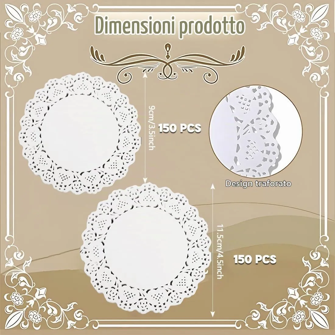 XUZOPIM 300 tovagliette rotonde in pizzo bianco bianco 3,5 pollici e 4,5 pollici per matrimonio compleanno torta dessert stoviglie - immagine 6
