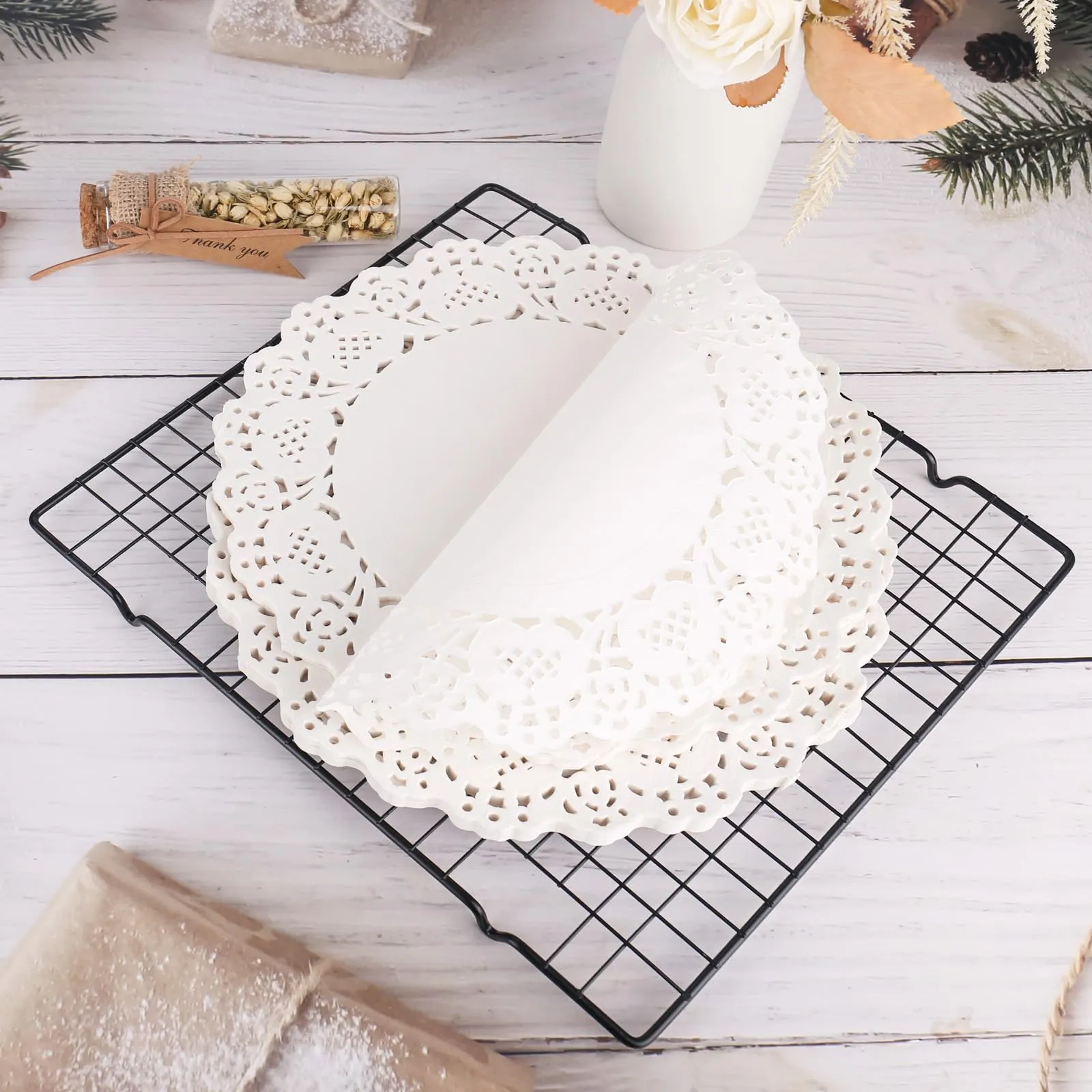 bssmmai 140 pezzi punta rotonda per torta, 24 cm, piccola rotonda, in carta rotonda per torte, vassoi fai da te, feste, matrimoni (bianco) - immagine 7