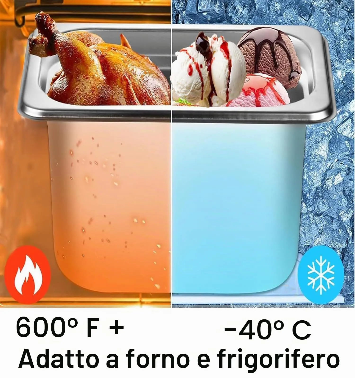 ORFCP 3 padelle Gastronorm in acciaio inox 1/6 con coperchio, contenitori per alimenti in acciaio inossidabile, profondità 150 mm, 175 mm x 160 mm x 150 mm, argento - immagine 3