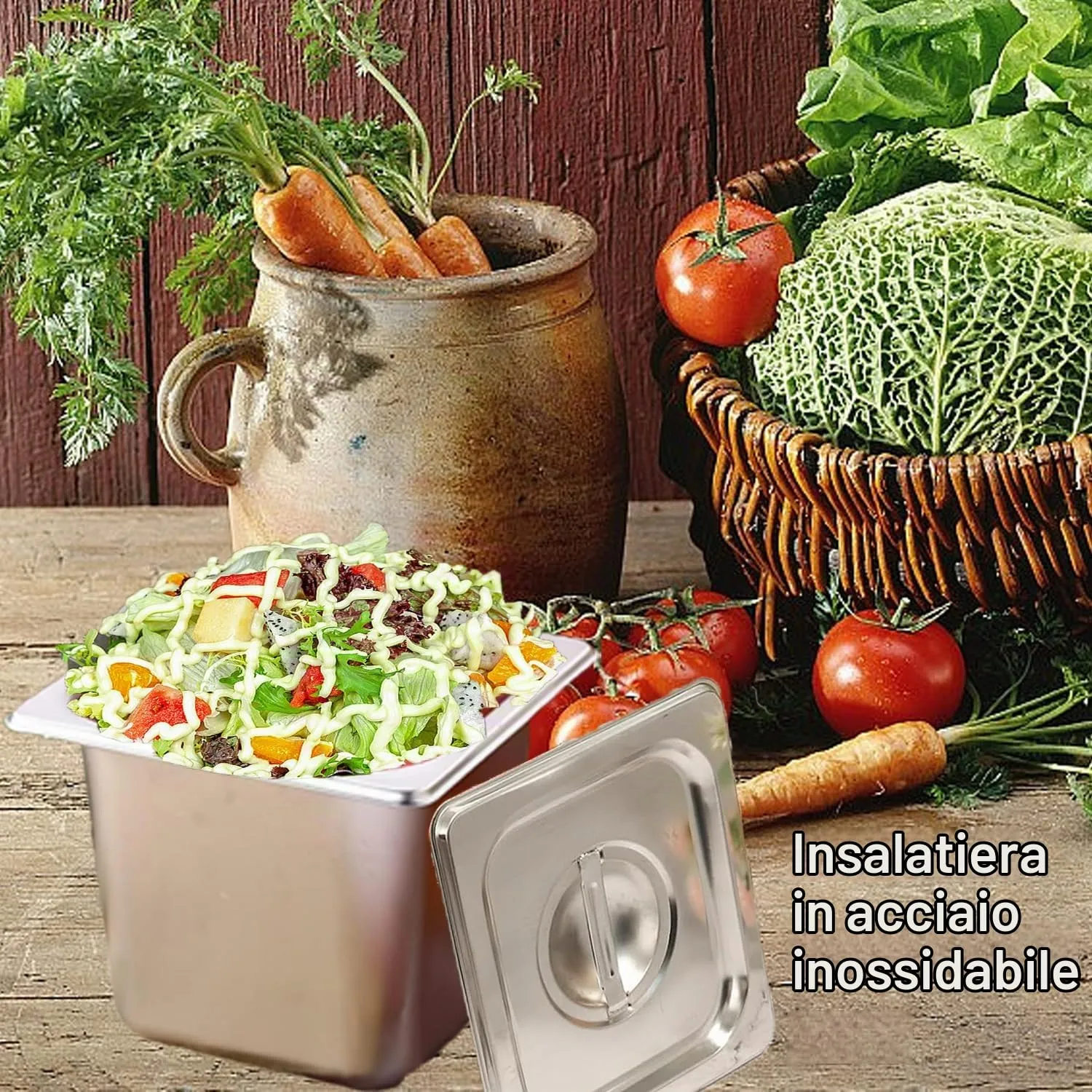 ORFCP 3 padelle Gastronorm in acciaio inox 1/6 con coperchio, contenitori per alimenti in acciaio inossidabile, profondità 150 mm, 175 mm x 160 mm x 150 mm, argento - immagine 4