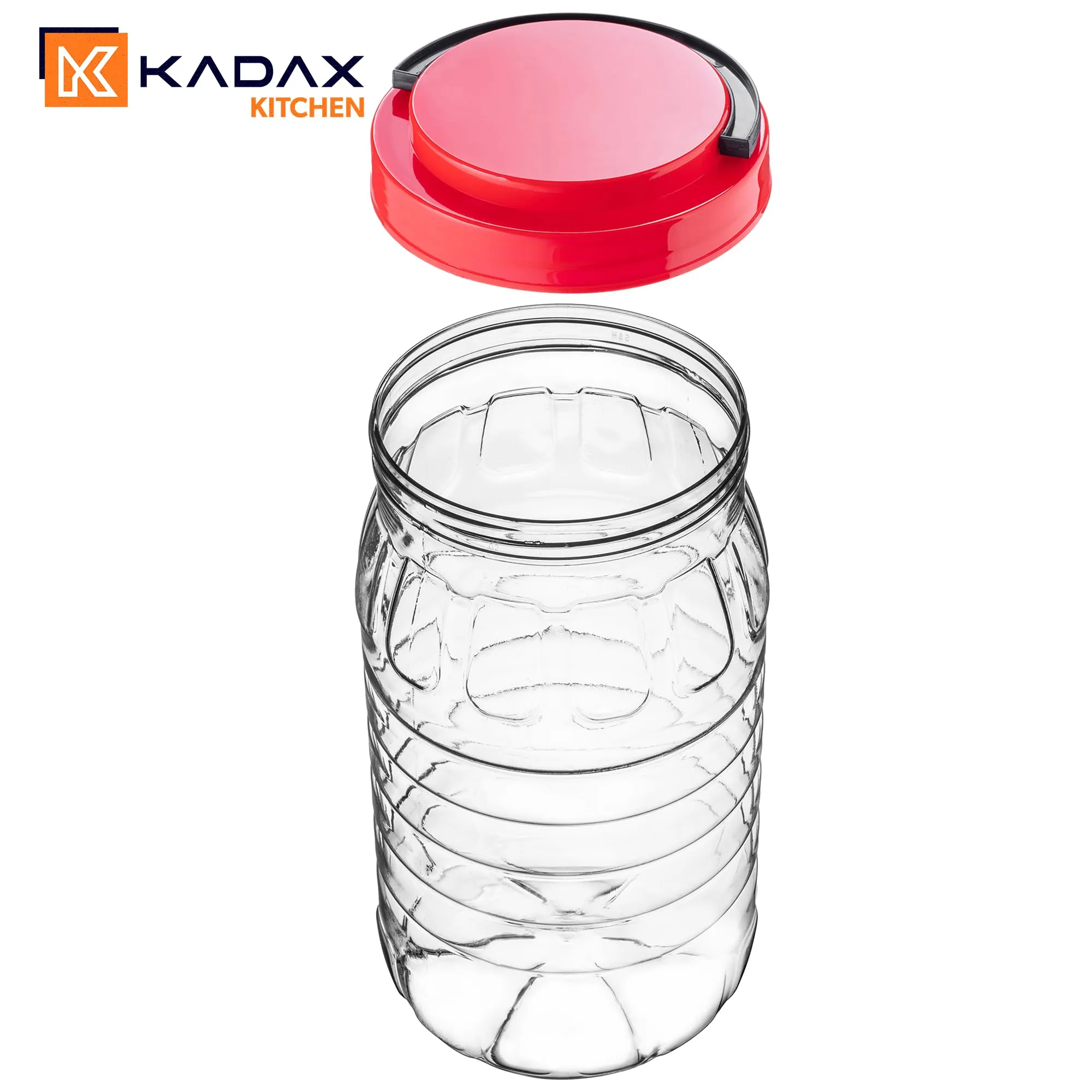 KADAX Barattolo da 3 l con coperchio, 1 pezzo, contenitore in plastica PET, contenitore da cucina, contenitore in plastica per alimenti, contenitore per alimenti - immagine 4