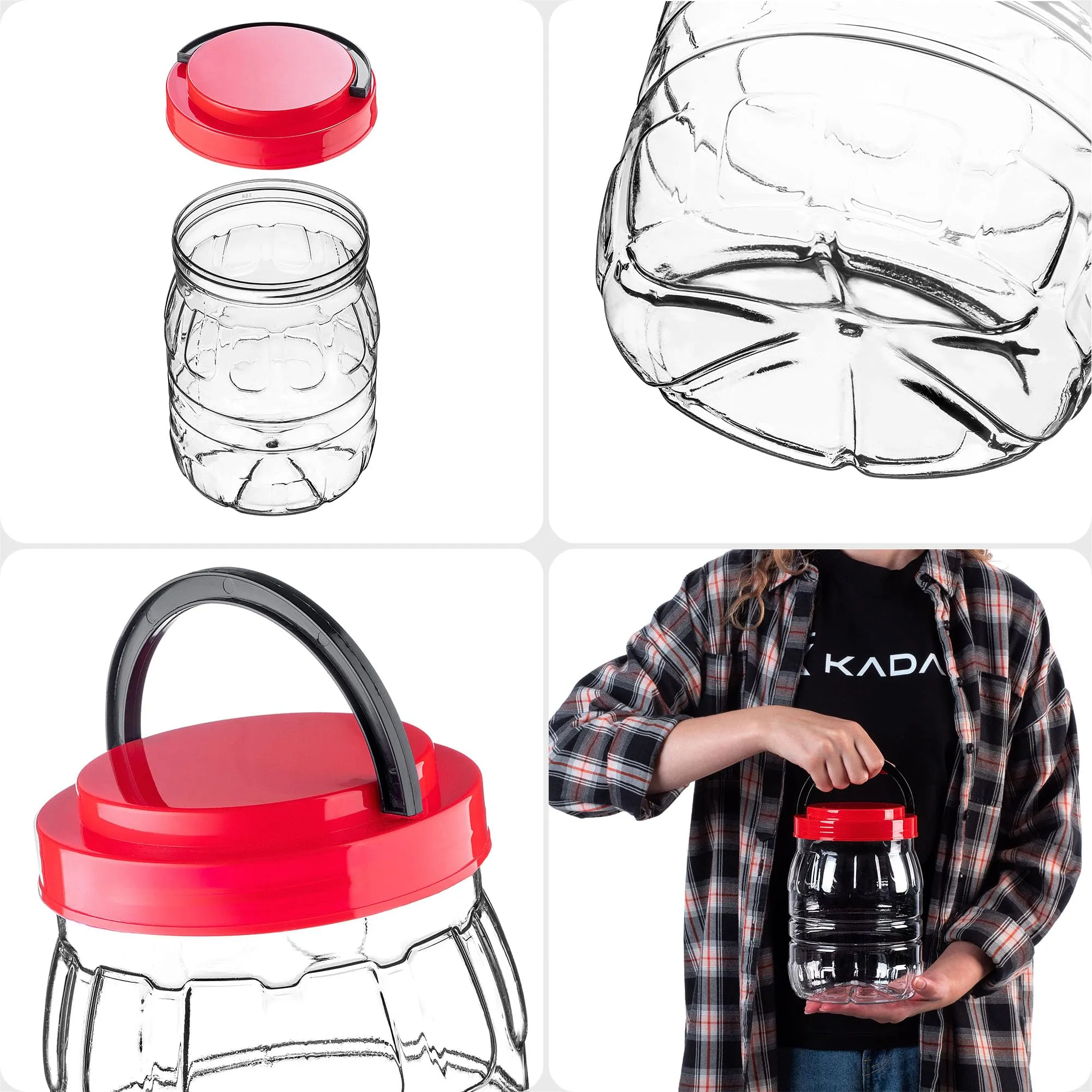 KADAX Barattoli da 2 l con coperchio, set da 4 pezzi, contenitori in plastica, contenitori per alimenti, contenitori di plastica, contenitori di plastica - immagine 9