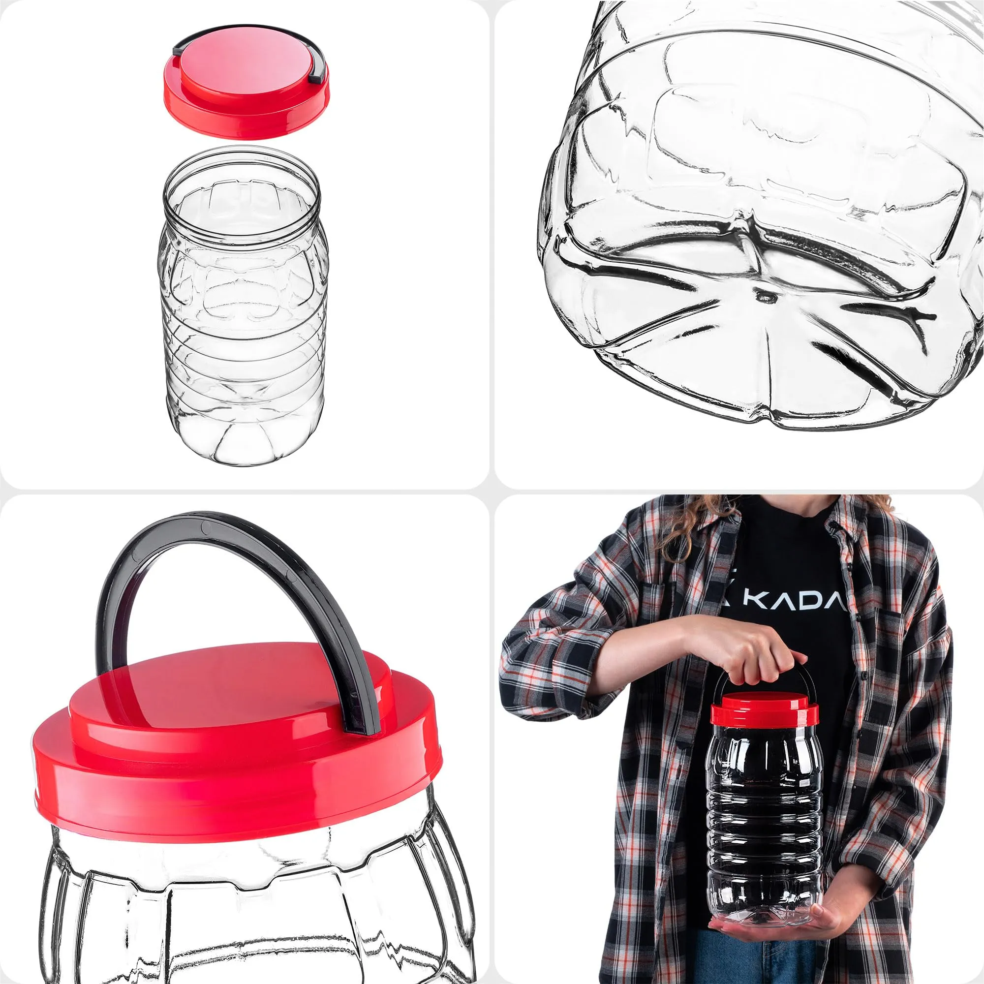 KADAX Barattoli da 3 l con coperchio, set da 2 pezzi, contenitori in plastica, contenitori per alimenti, contenitori di plastica, contenitori di plastica - immagine 8