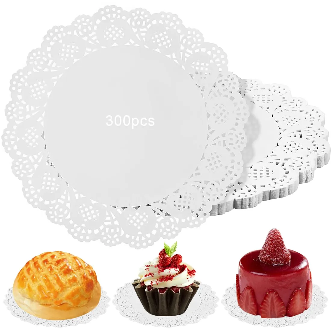 EJRUP 300 Pezzi Centrini Monouso, Centrini Carta Pizzo in Carta Paper Doily Pizzo Ideale Per Matrimoni Festa Eventi Formali Decorazione Da Tavola Décor - immagine 1