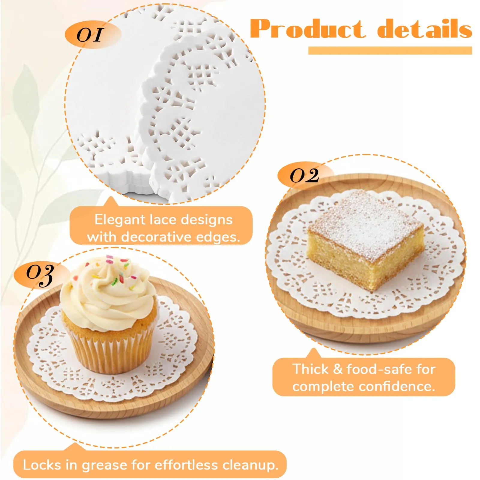 300 centrini di carta rotondi in pizzo da 8,9 cm, per vassoi da dessert, tovagliette di carta bianca usa e getta, per matrimoni, compleanni, stoviglie, cibo, torte, dessert, decorazioni - immagine 3