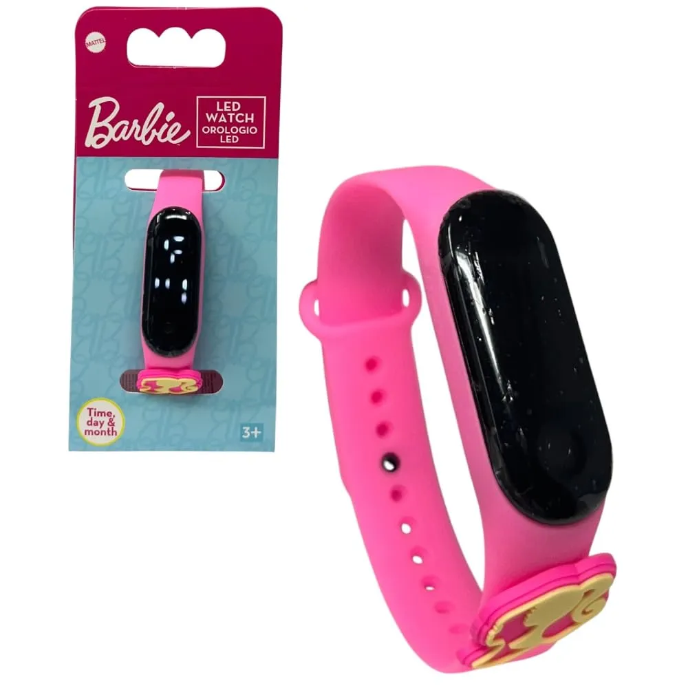 CARTOON Orologio Digitale Bambini Barbie Mattel Touch Screen LED con Data Cinturino Regolabile in PVC 25 cm Cassa ABS e Lente in Plexiglass 2 Batterie AG3 Incluse Idea Regalo Bambina Bambino - immagine 1
