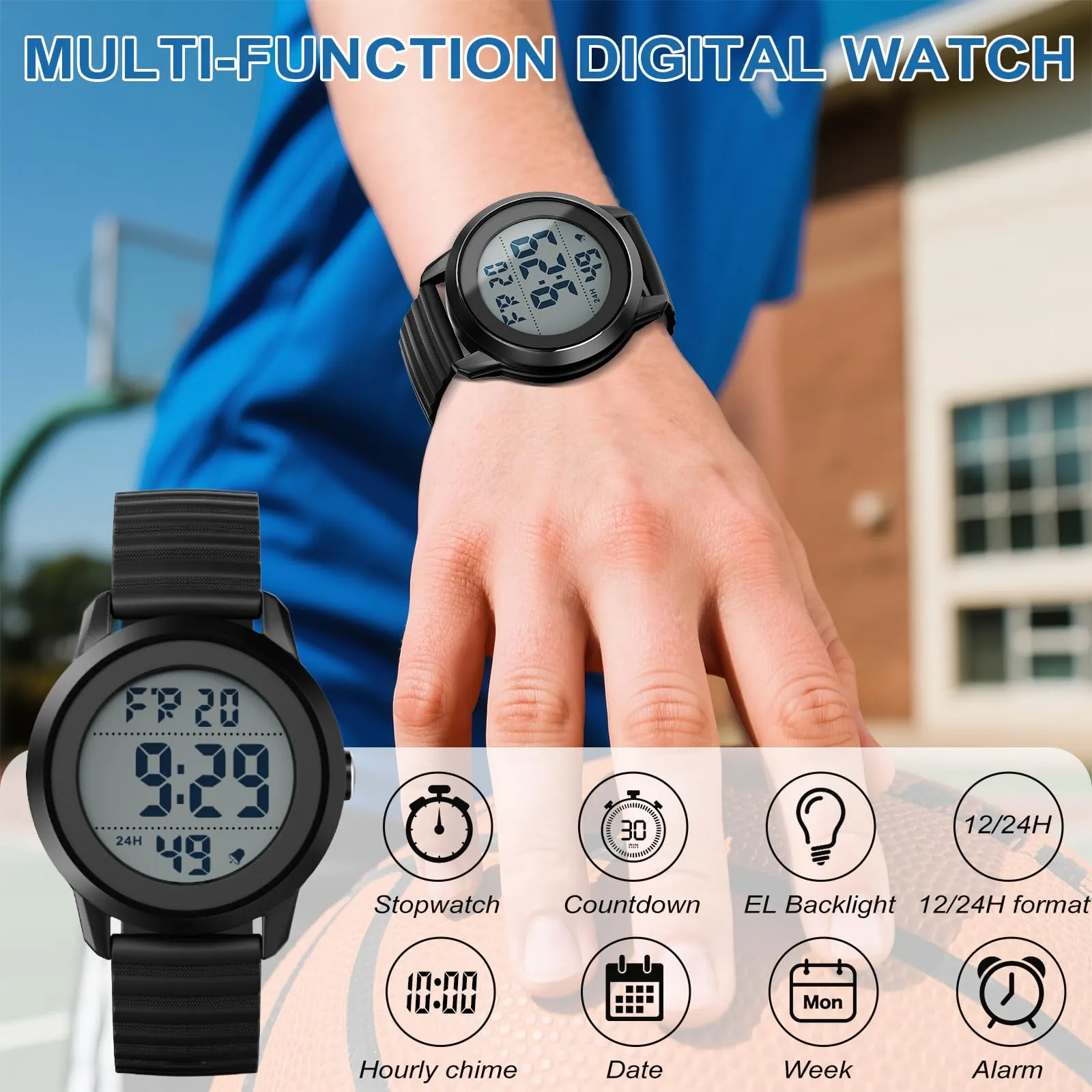 Ayybboo Orologio Digitale per Bambini Quadrante Grande 4‑16 Anni - immagine 2