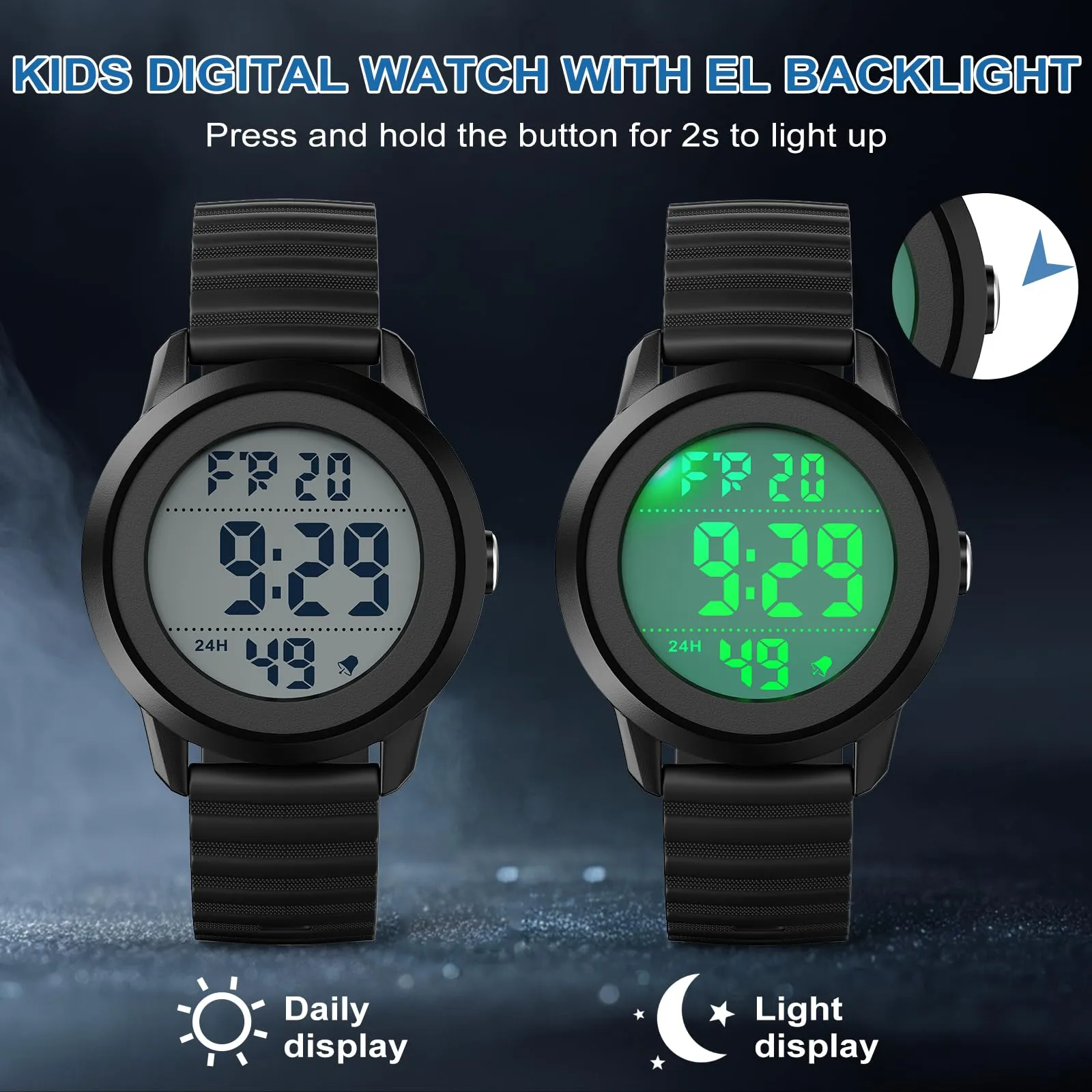 Ayybboo Orologio Digitale per Bambini Quadrante Grande 4‑16 Anni - immagine 4