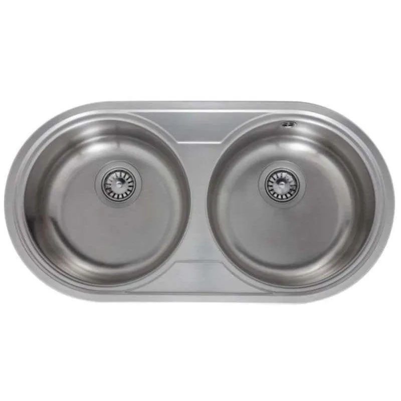 Teka DR 80 2C Lavello da Incasso Ovale Acciaio Inox 2 Vasche 840x440 mm - immagine 1