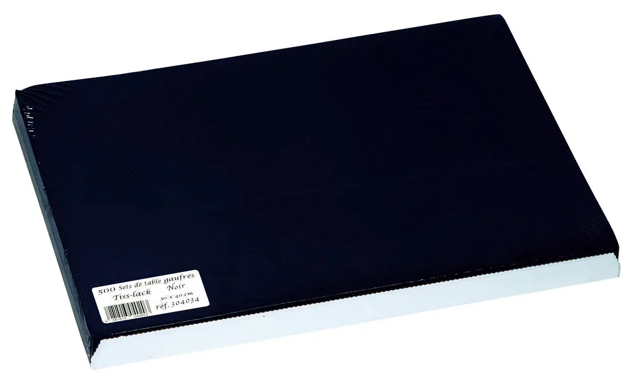 COGIR - 500 Tovagliette di carta goffrata lucida, 30 x 40 cm, colore: Nero - immagine 1