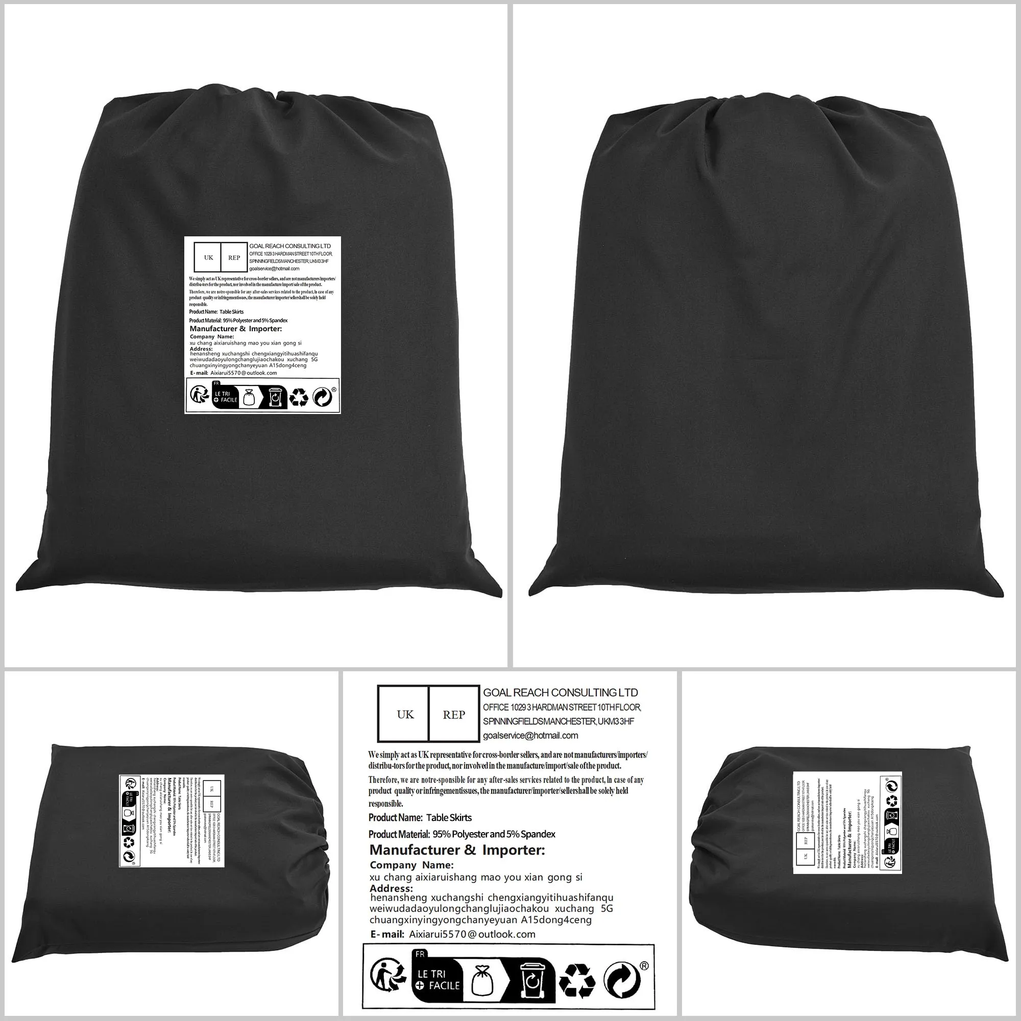 2 gonne da tavolo in spandex, 183 x 76 x 76 cm, bianco elasticizzato, con gonna, lavabile, per tavoli rettangolari da 6 piedi, copertura retrattile per matrimoni, banchetti e fiere - immagine 8