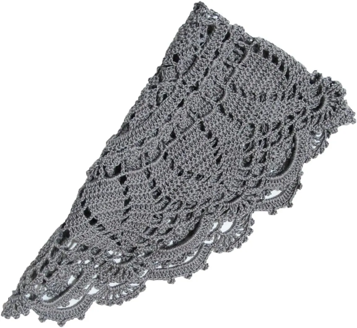 BOMHCS Confezione da 1 centrino ovale in pizzo, larghezza (25,4 - 30,5 cm) x lunghezza (da 50,8 cm a 55,9 cm) fatto a mano all'uncinetto, centrino per comò, sciarpe, tovaglia (1, grigio scuro) - immagine 2