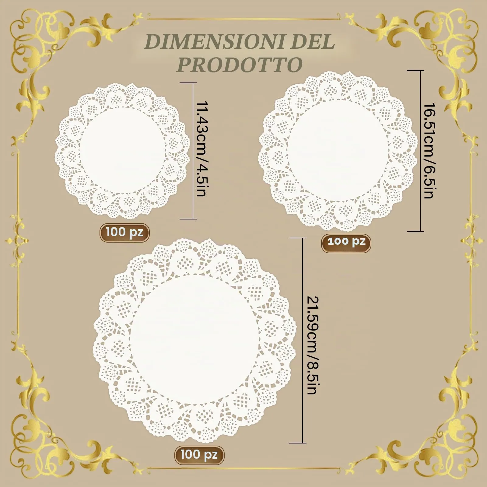 300 Fogli Centrini di Carta in Pizzo Bianco Centrini di Carta Rotondo Pizzo, Sottobicchieri in Pizzo, Centrini di Carta per Torte per Matrimoni, Compleanni, Dolci, Stoviglie, Decorazioni da Tavola (A) - immagine 2
