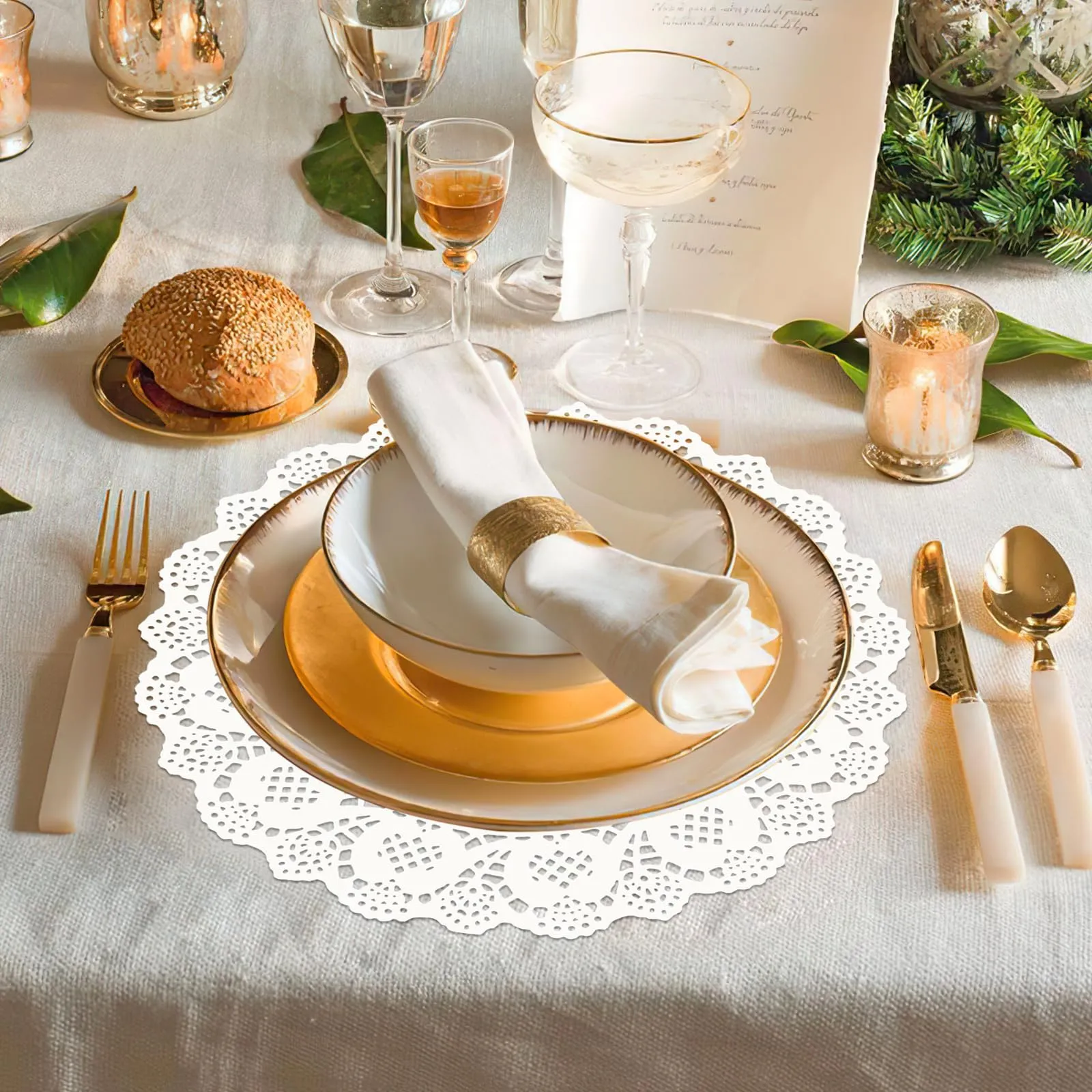 300 Fogli Centrini di Carta in Pizzo Bianco Centrini di Carta Rotondo Pizzo, Sottobicchieri in Pizzo, Centrini di Carta per Torte per Matrimoni, Compleanni, Dolci, Stoviglie, Decorazioni da Tavola (A) - immagine 5