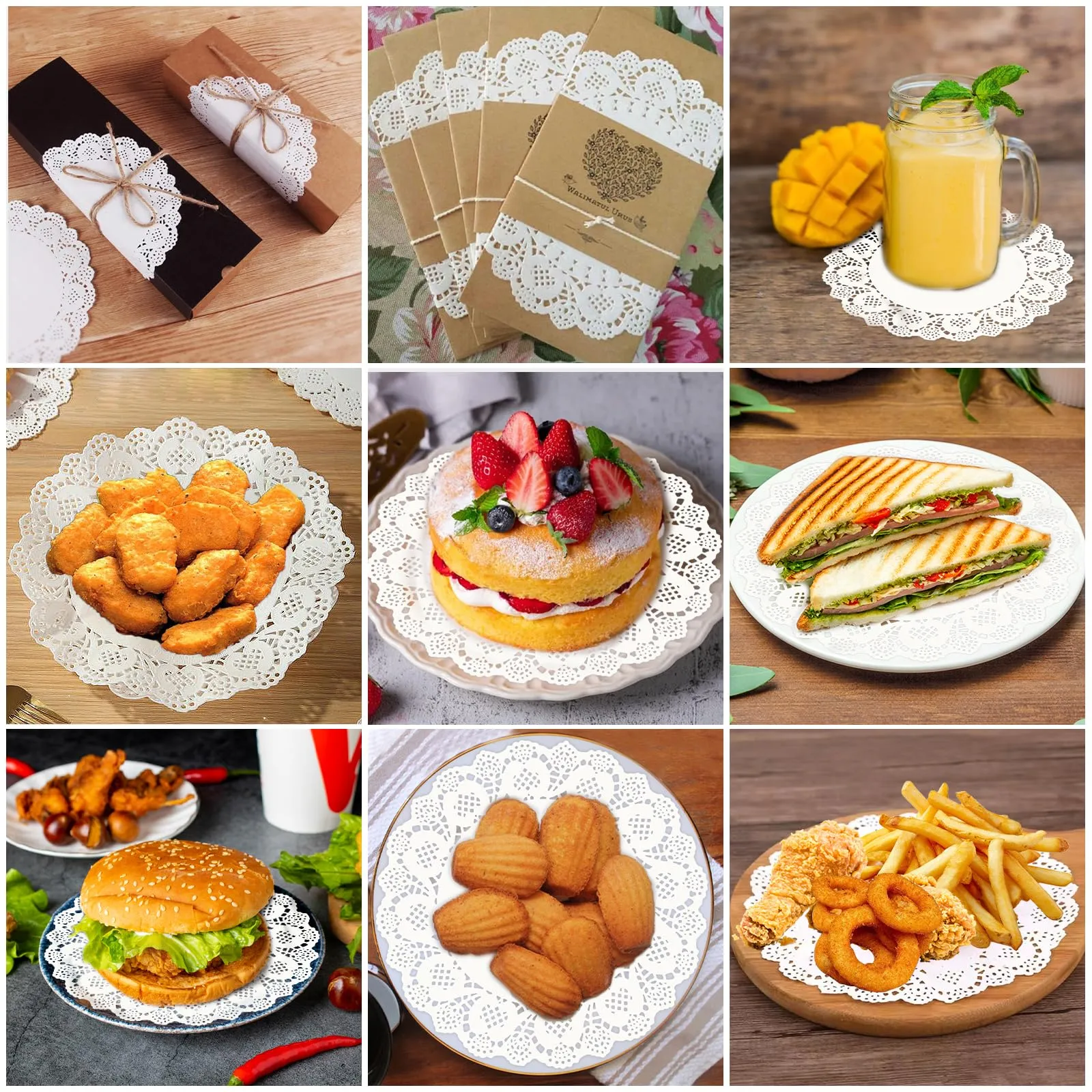 300 Fogli Centrini di Carta in Pizzo Bianco Centrini di Carta Rotondo Pizzo, Sottobicchieri in Pizzo, Centrini di Carta per Torte per Matrimoni, Compleanni, Dolci, Stoviglie, Decorazioni da Tavola (A) - immagine 7
