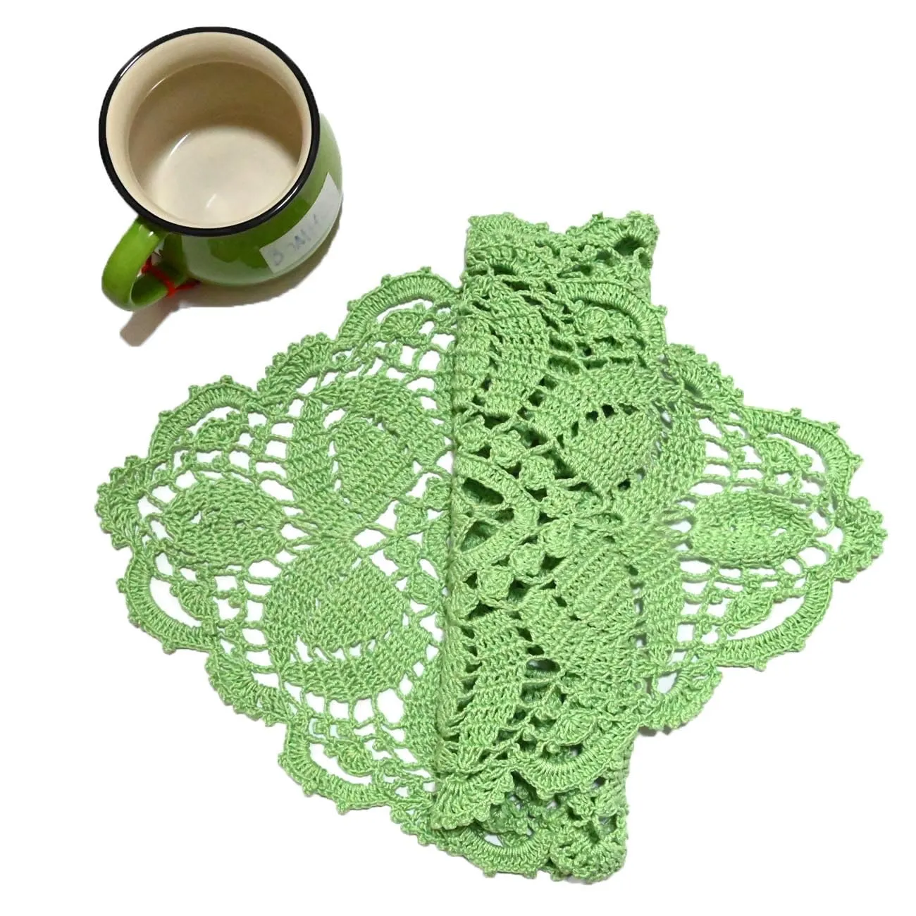 BOMHCS Centrotavola in pizzo, 28 x 53 cm, tovagliette ovali fatte a mano all'uncinetto, centrino per comò, sciarpe, tovaglia (confezione da 1, verde mela) - immagine 3