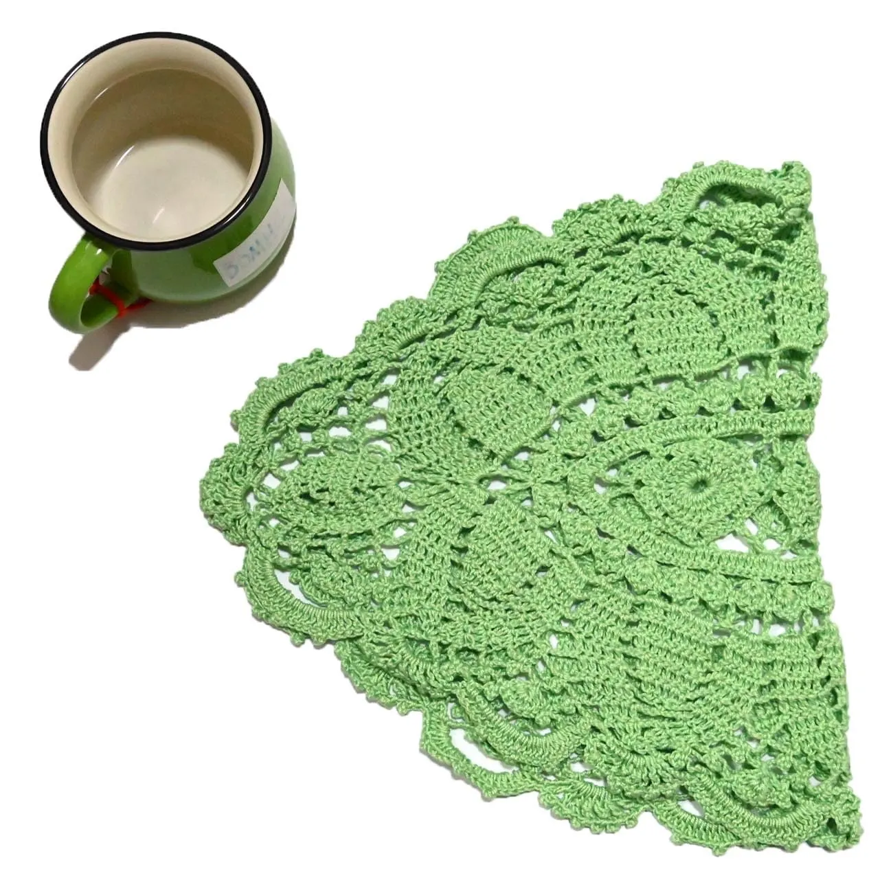 BOMHCS Centrotavola in pizzo, 28 x 53 cm, tovagliette ovali fatte a mano all'uncinetto, centrino per comò, sciarpe, tovaglia (confezione da 1, verde mela) - immagine 4