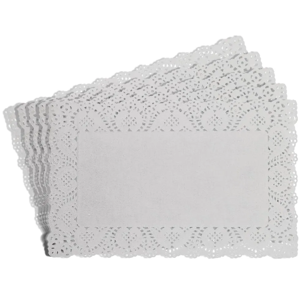 CREATCABIN 100 pz. Centrini Carta Rettangolari Bianchi Centrini Carta in Pizzo Antigrasso Stoviglie USA e Getta Decorazione Vassoi Dessert Cibo Fritto Stoviglie Cucina Tavoli Forno 30x19cm - immagine 6