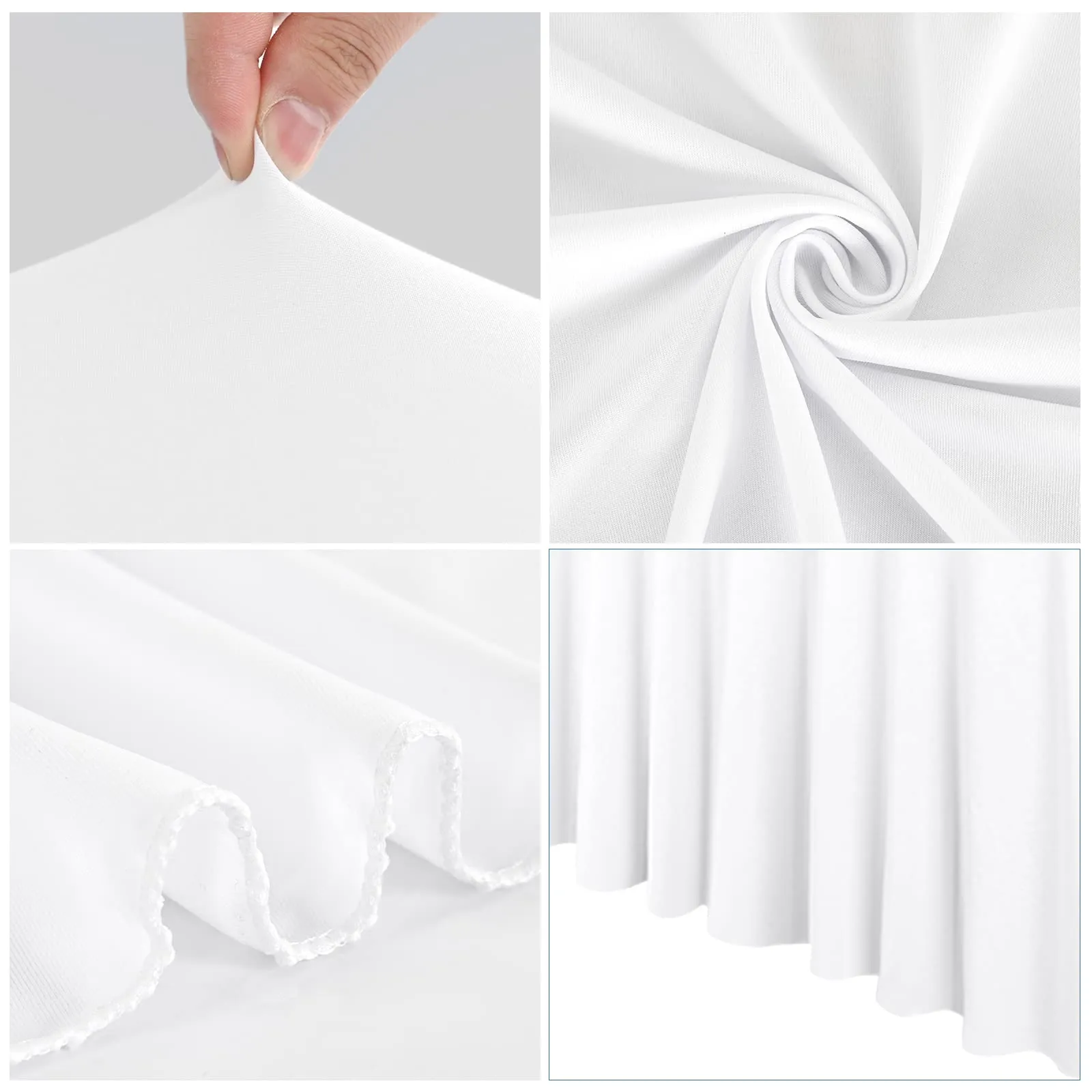 FXKS Confezione da 4 copritavolo in spandex bianco per tavoli rettangolari - immagine 4