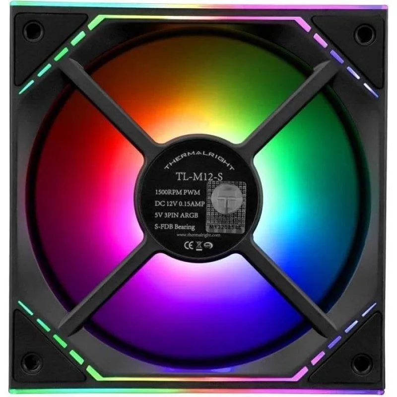 Ventilatore supplementare Thermalright TL-M12-S 120mm 1500RPM con LED multicolore - immagine 1