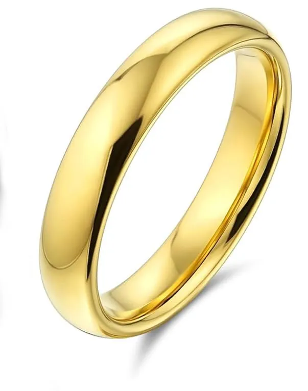 Maglione Gioielli Fede Nuziale pvd Oro Giallo 18kt bombatura comoda 4mm con astuccio portafede e garanzia incisione gratuita - immagine 1