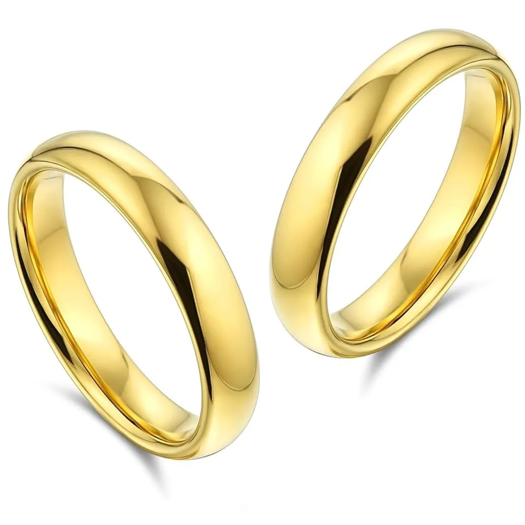 Maglione Gioielli Fede Nuziale pvd Oro Giallo 18kt bombatura comoda 4mm con astuccio portafede e garanzia incisione gratuita - immagine 2