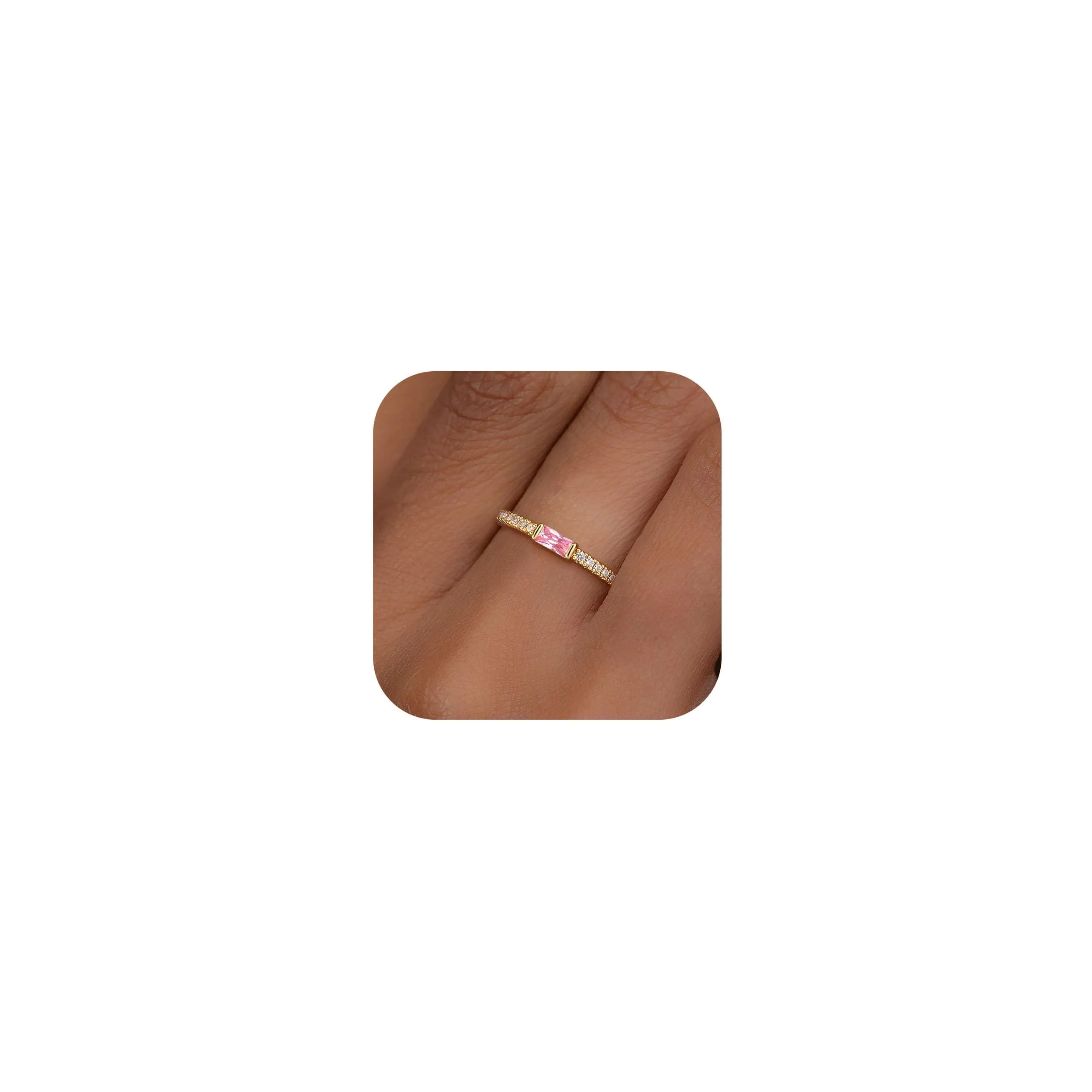 ZOERAY Anelli Donna con Pierre D'anniversaire Anello Oro Donna 18k con Moissanite Acquamarina Ametista Fedine Fidanzamento Fedi Nuziali Anello con Pietra Verde Mignolo Pollice Regalo Compleanno - immagine 1