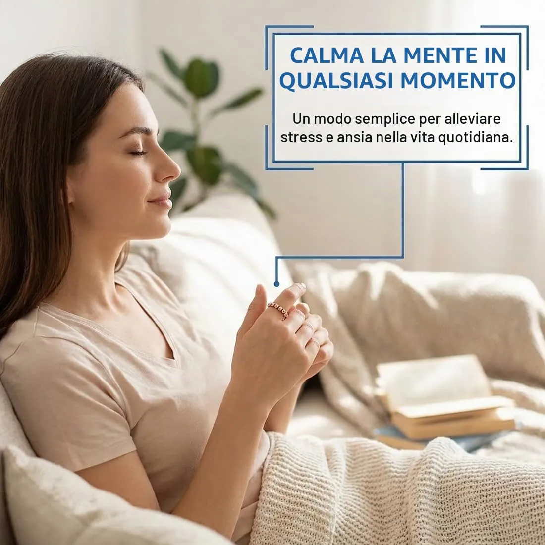 KAHZOR 4 Pezzi Anello Antistress Donna E Uomo, Anelli Antistress Donna E Uomo, Anello Regolabile In Acciaio Inossidabile Con Perline, Anello Regolabile Donna, Anello Ansia Accessorio Elegante - immagine 5