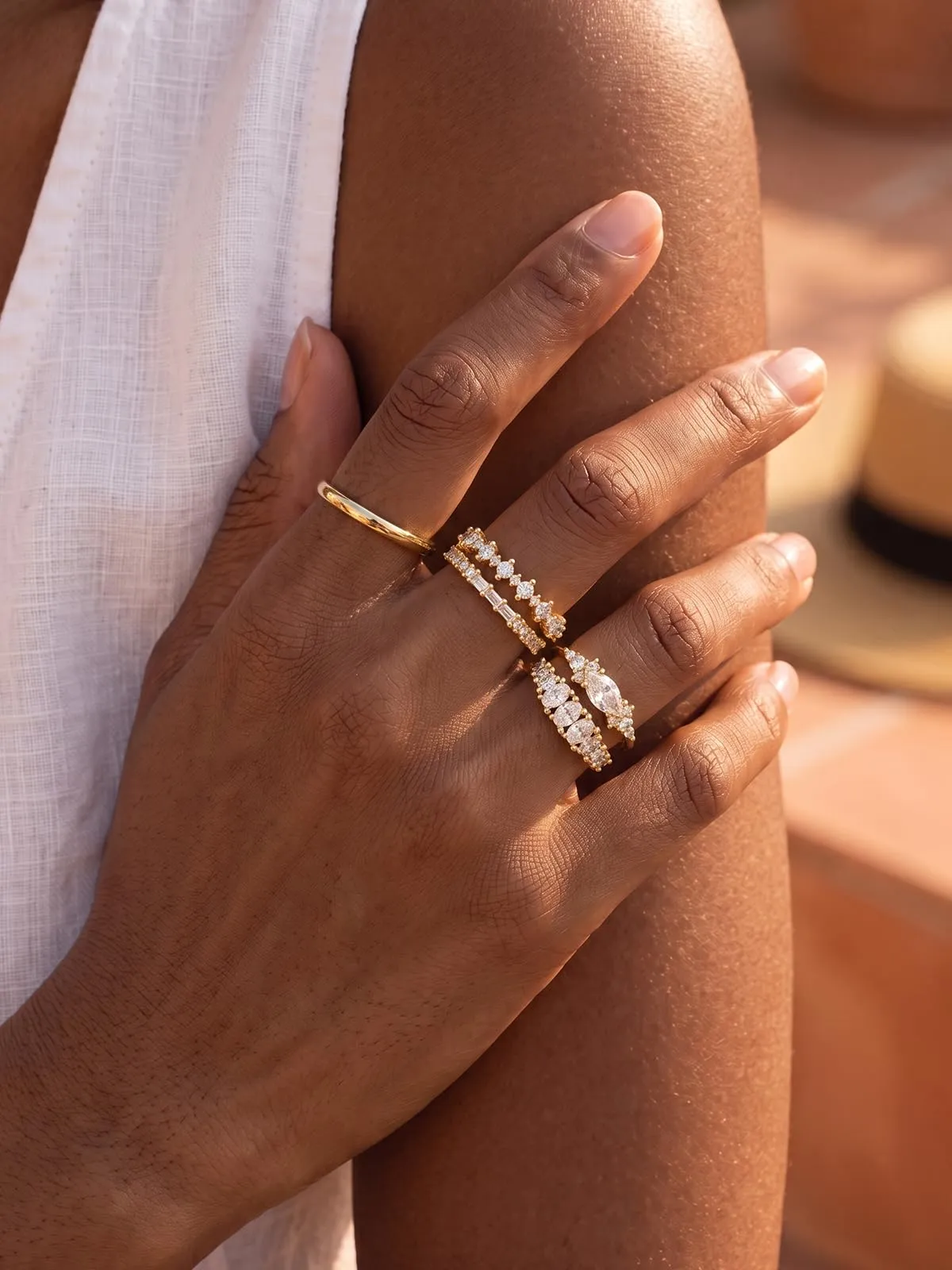 Emibele 14K Placcato Oro Anelli Impilabili Donna, 5 Pezzi - immagine 6