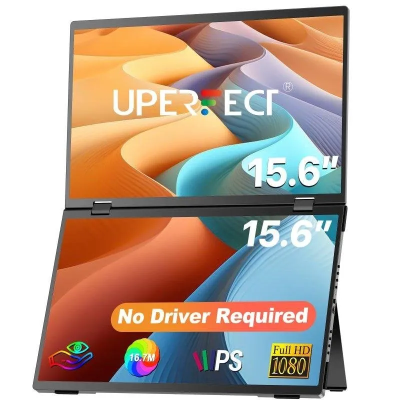Monitor PC Uperfect Dual 15,6" Full HD 60Hz IPS Portatile USB-C Mini HDMI 6ms - immagine 1