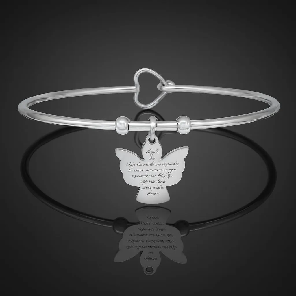 SAGA GIOIELLI® BRACCIALE CHIAMA ANGELI ACCIAIO PREGHIERA ANGELO DI DIO - immagine 2