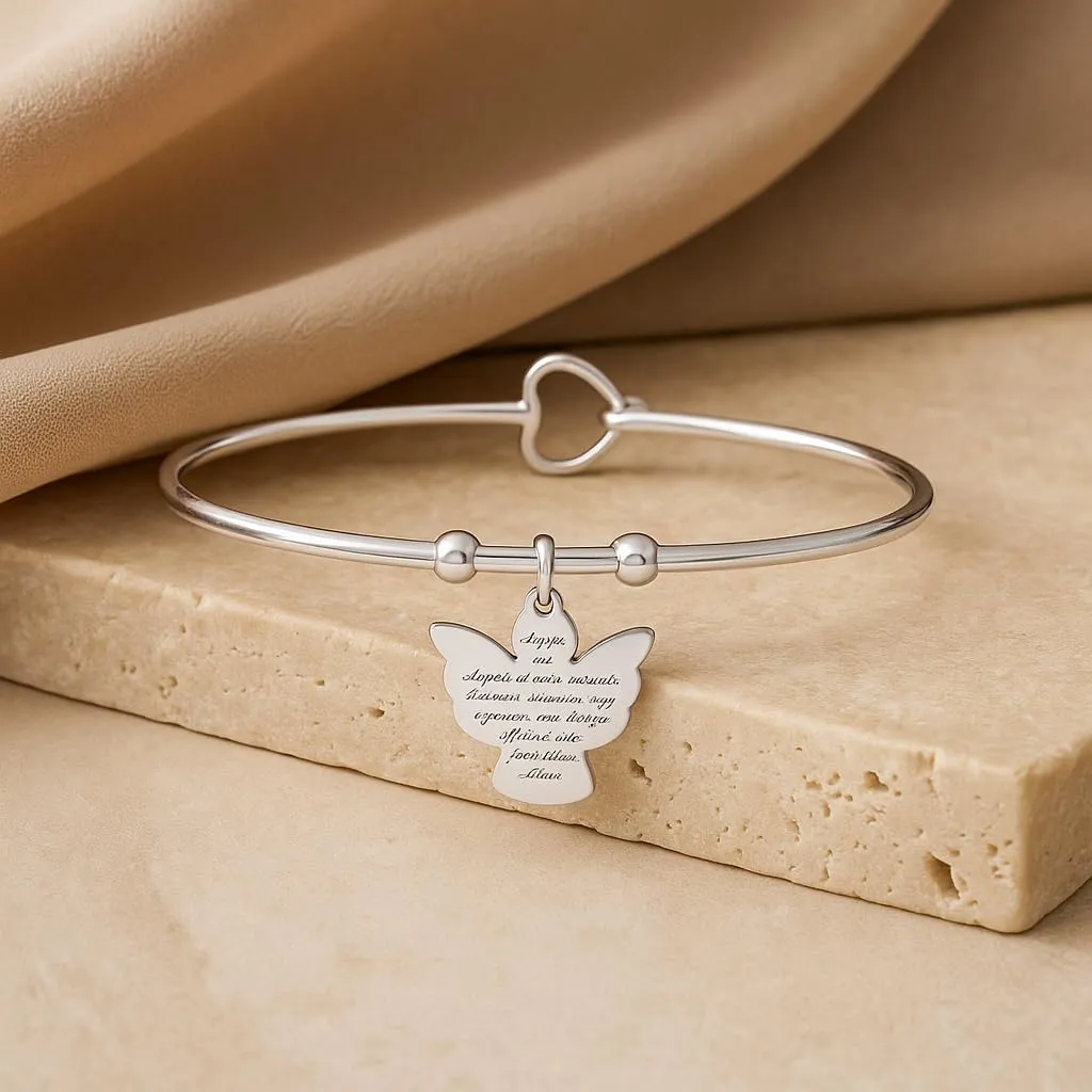 SAGA GIOIELLI® BRACCIALE CHIAMA ANGELI ACCIAIO PREGHIERA ANGELO DI DIO - immagine 3