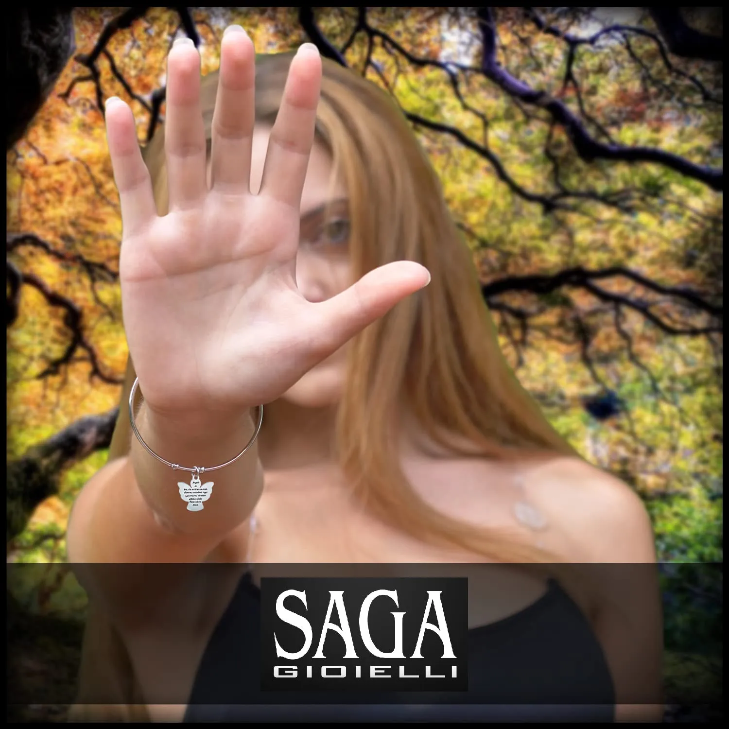 SAGA GIOIELLI® BRACCIALE CHIAMA ANGELI ACCIAIO PREGHIERA ANGELO DI DIO - immagine 4
