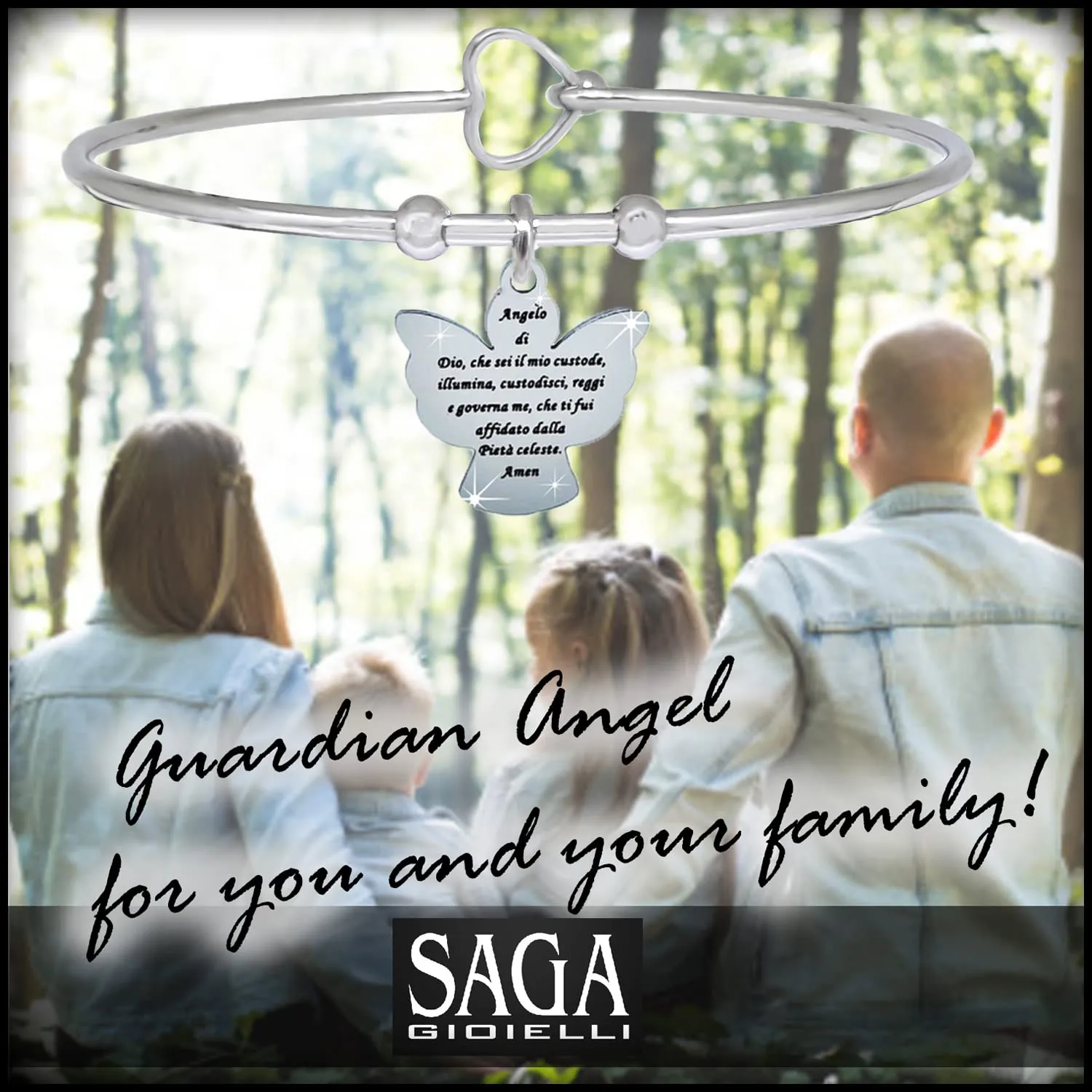 SAGA GIOIELLI® BRACCIALE CHIAMA ANGELI ACCIAIO PREGHIERA ANGELO DI DIO - immagine 6