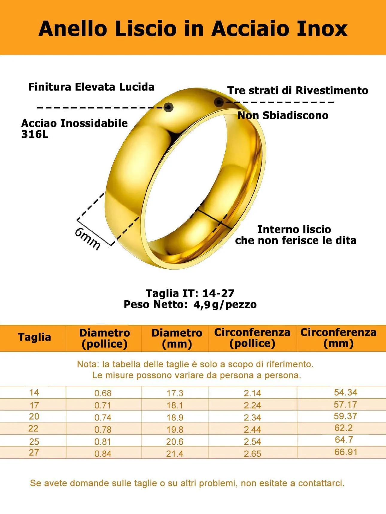 Bestyle Anelli Uomo Oro Giallo Anello Donna Onice Nero Anello Acciaio Donna Semplice Misura 25 6mm Oro con Confezione Regalo - immagine 4