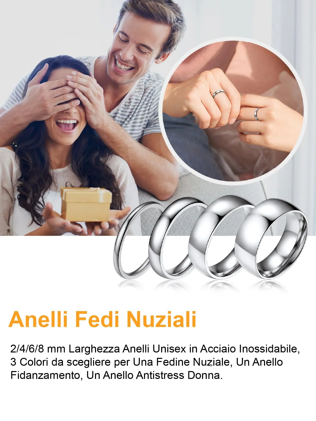 Anelli Bestyle Donna Acciaio Fascia Misura 20 4mm Argento Confezione Regalo - immagine 4
