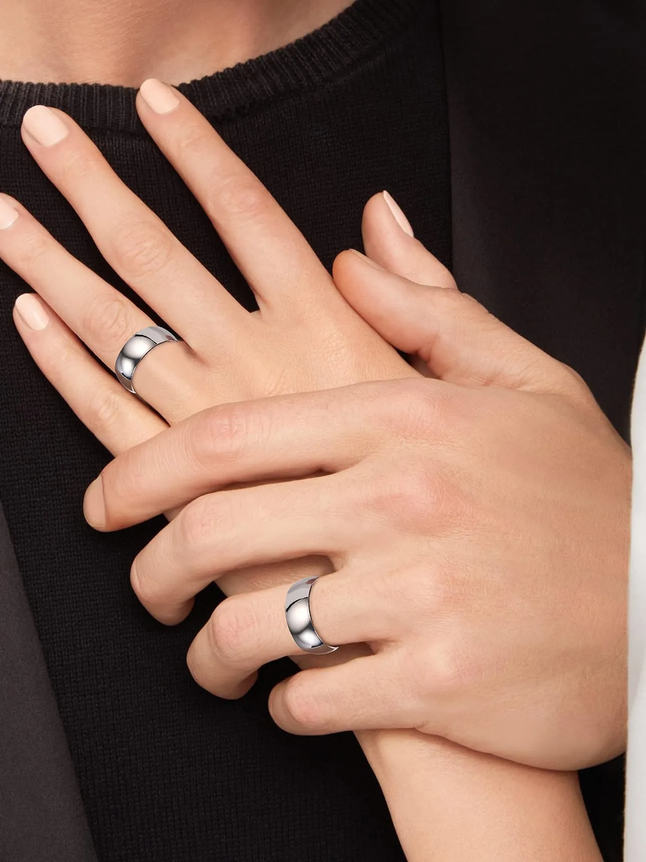 Bestyle Anelli Uomo Acciaio Anello Grande Donna Anelli Donna Argento Misura 14 8mm Argento con Confezione Regalo - immagine 8
