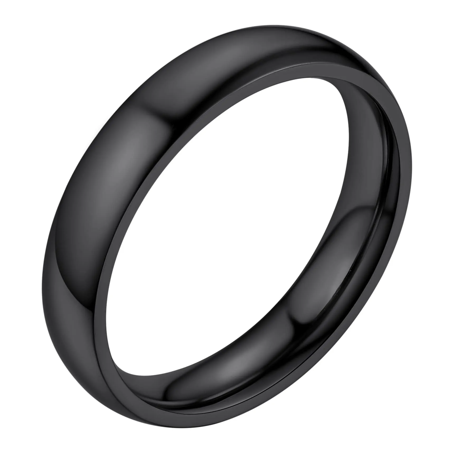 Bestyle Anello Uomo Nero 4mm Acciaio Anello Donna Misura 14 Con Confezione Regalo - immagine 1