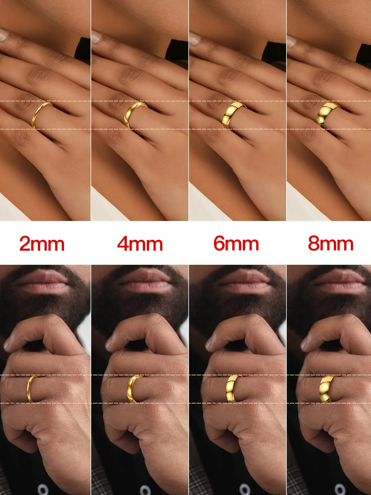 Bestyle Anello Uomo Nero 4mm Acciaio Anello Donna Misura 14 Con Confezione Regalo - immagine 8
