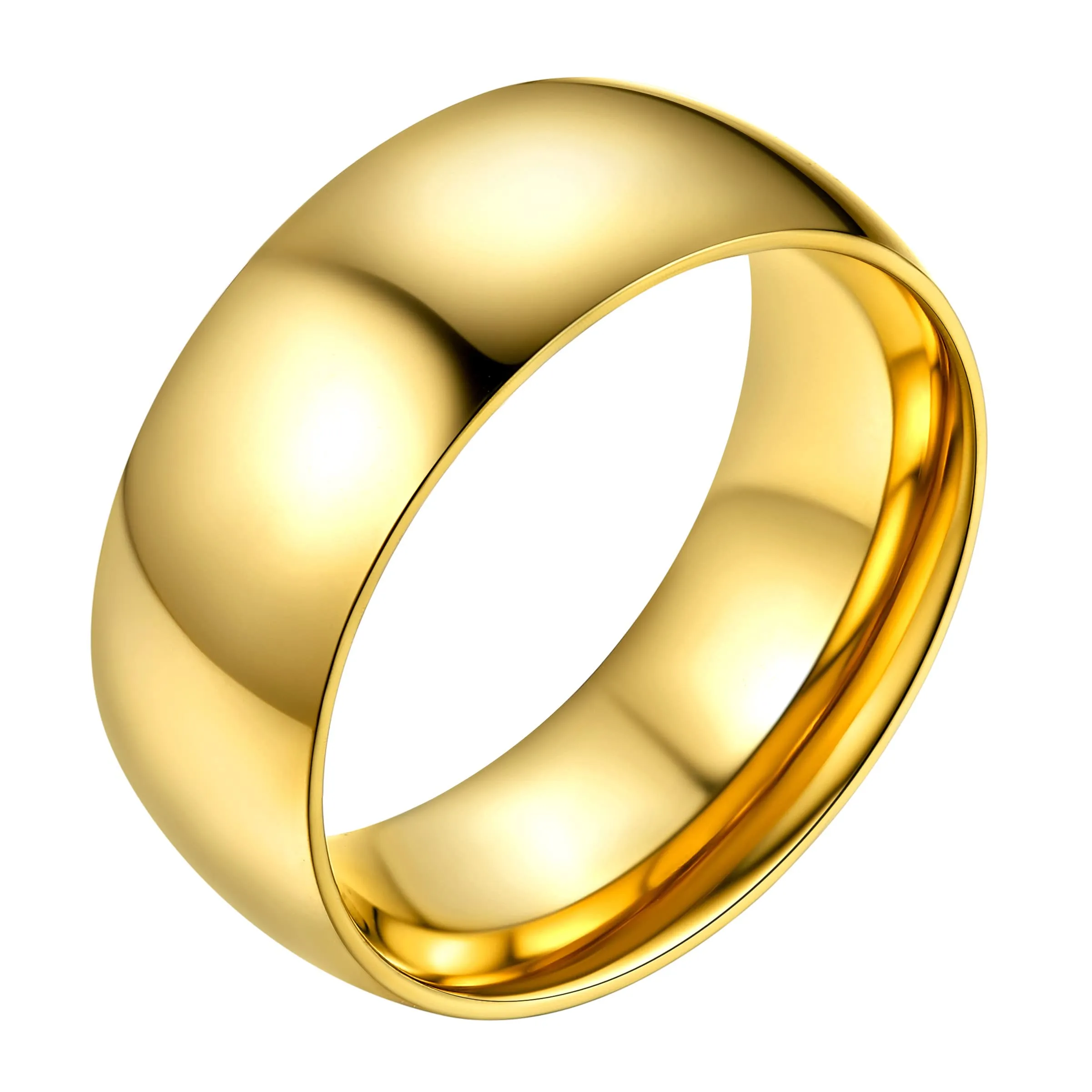 Bestyle Anello Oro Grande Anello Piatto Oro Anelli Acciaio Inox Oro Misura 25 8mm Oro con Confezione Regalo - immagine 1