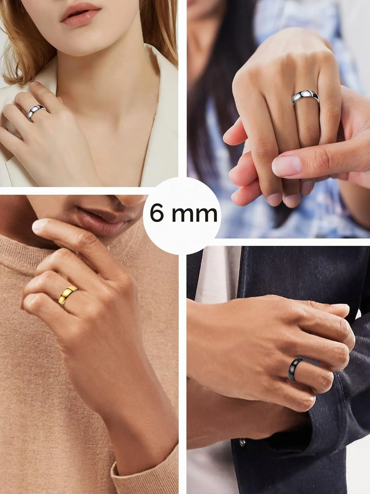 Bestyle Anelli Uomo Anello Acciaio Uomo Anello Donna 6 mm 30 Misura 14 6mm Argento con Confezione Regalo - immagine 8