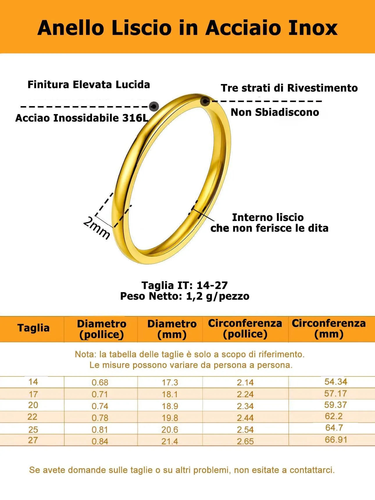 Bestyle Anelli Donna Oro Giallo Anelli Oro Giallo Anello Donna Fedina Oro Misura 22 2mm Oro con Confezione Regalo - immagine 3