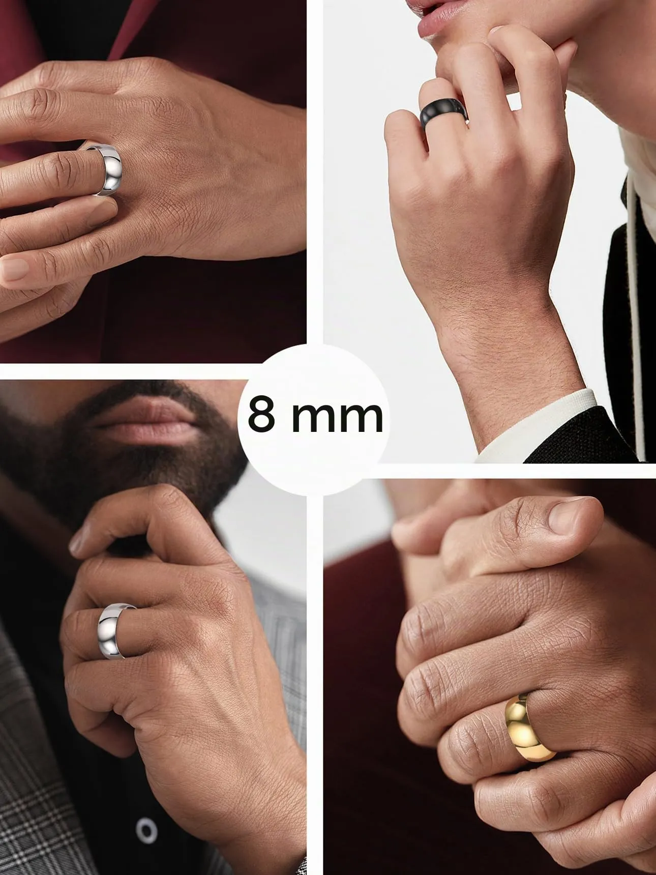 Bestyle Anello Sottile Donna Oro Color Nero Misura 27 8mm con Confezione Regalo - immagine 5