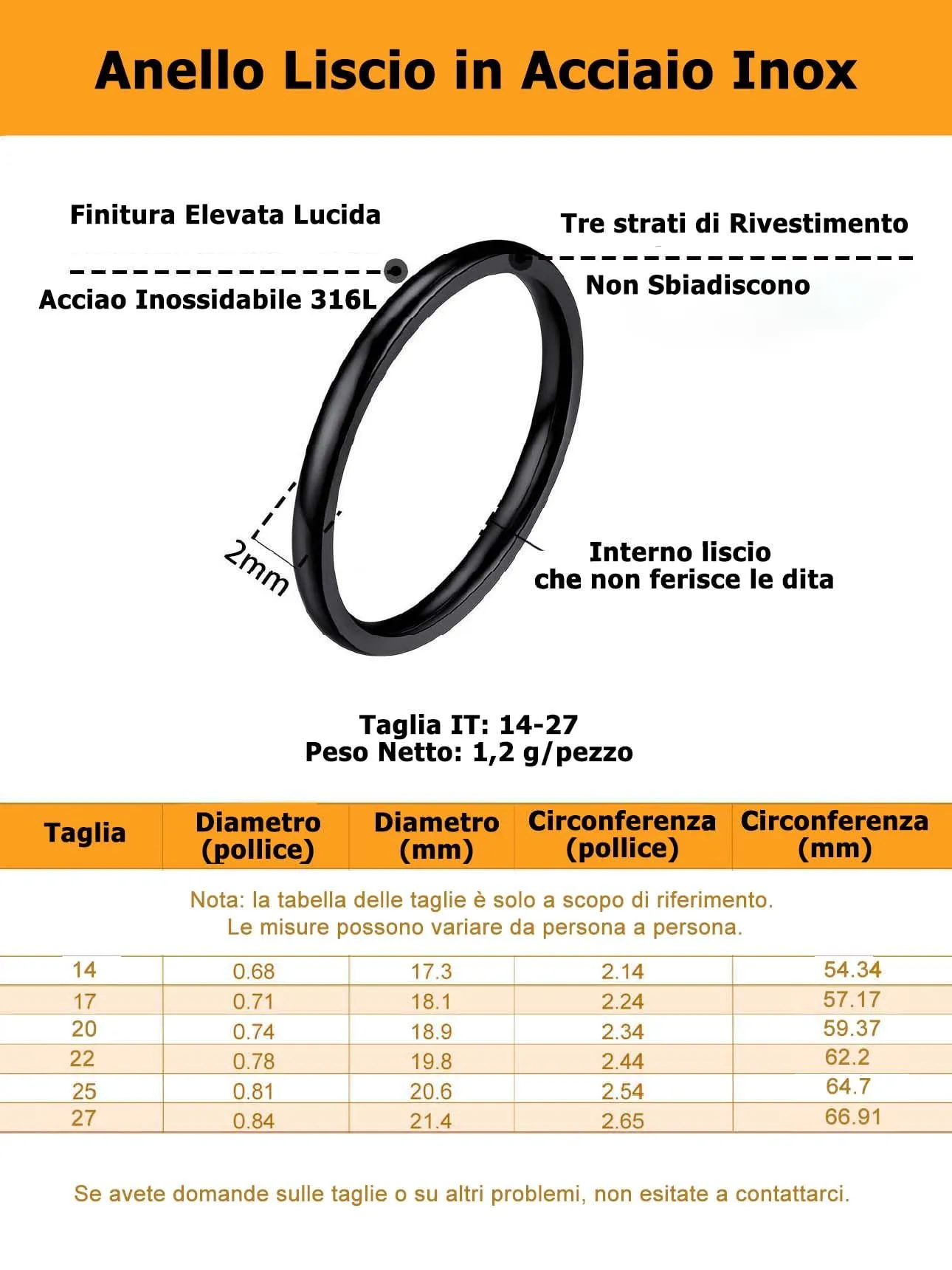 Bestyle Anello Donna Nero Anello Nero Ragazzo Anelli Donna Anallergici Misura 20 2mm Nero con Confezione Regalo - immagine 3