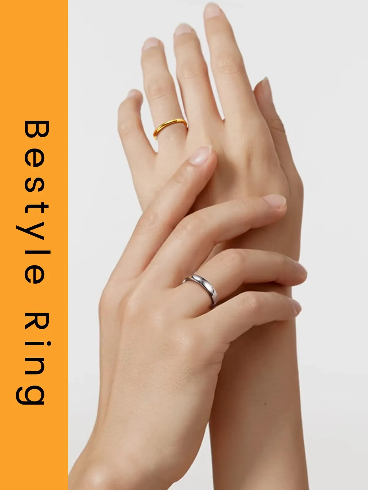 Bestyle Anelli Fascia Larga Donna Oro Anelli a Fede Anelli Acciaio Ragazzo Misura 27 4mm Oro con Confezione Regalo - immagine 6