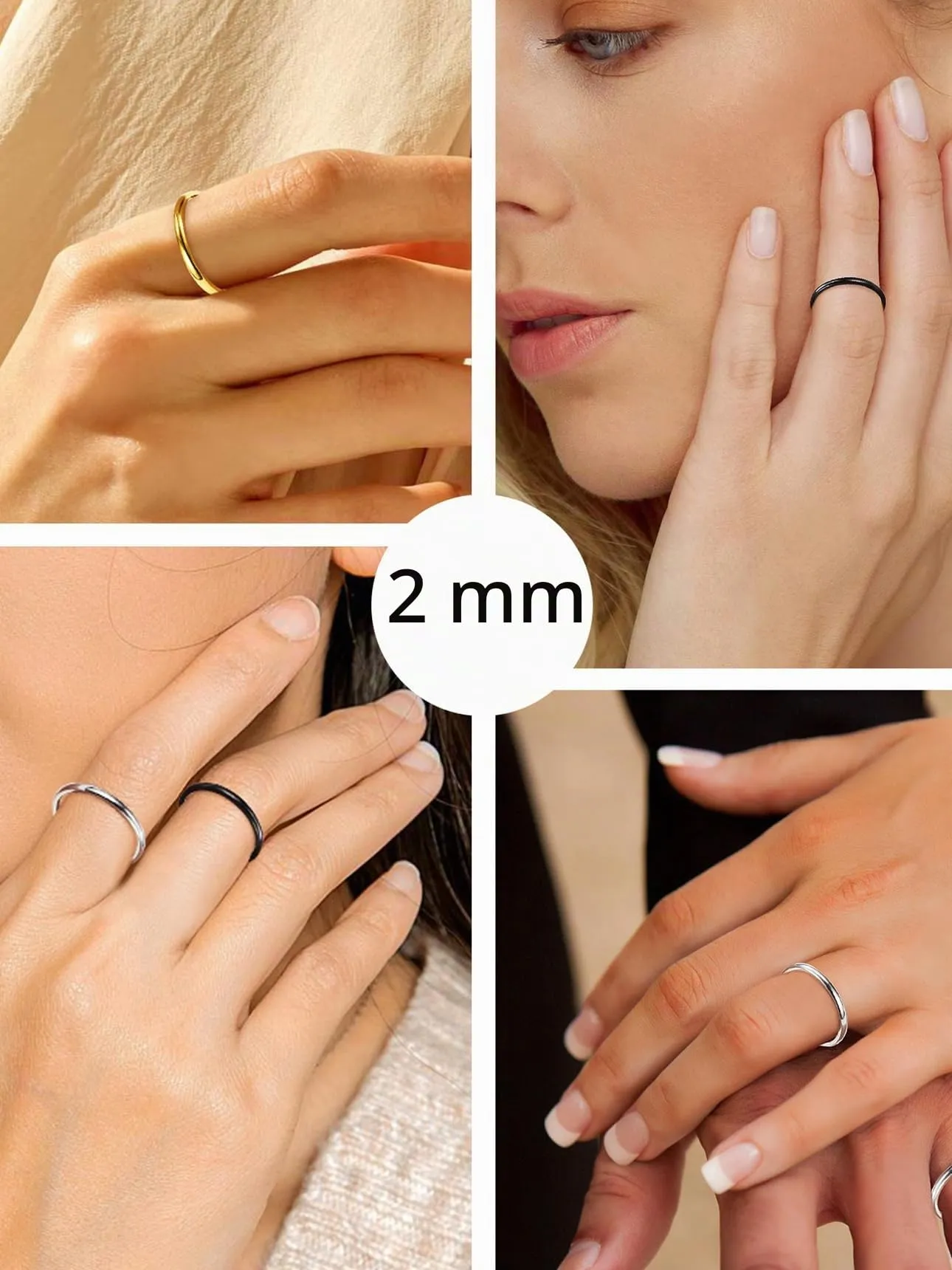 Bestyle Anelli Donna Fede Oro Anelli Oro Inossidabili Anelli Donna Color Oro Giallo Misura 27 2mm Oro con Confezione Regalo - immagine 5