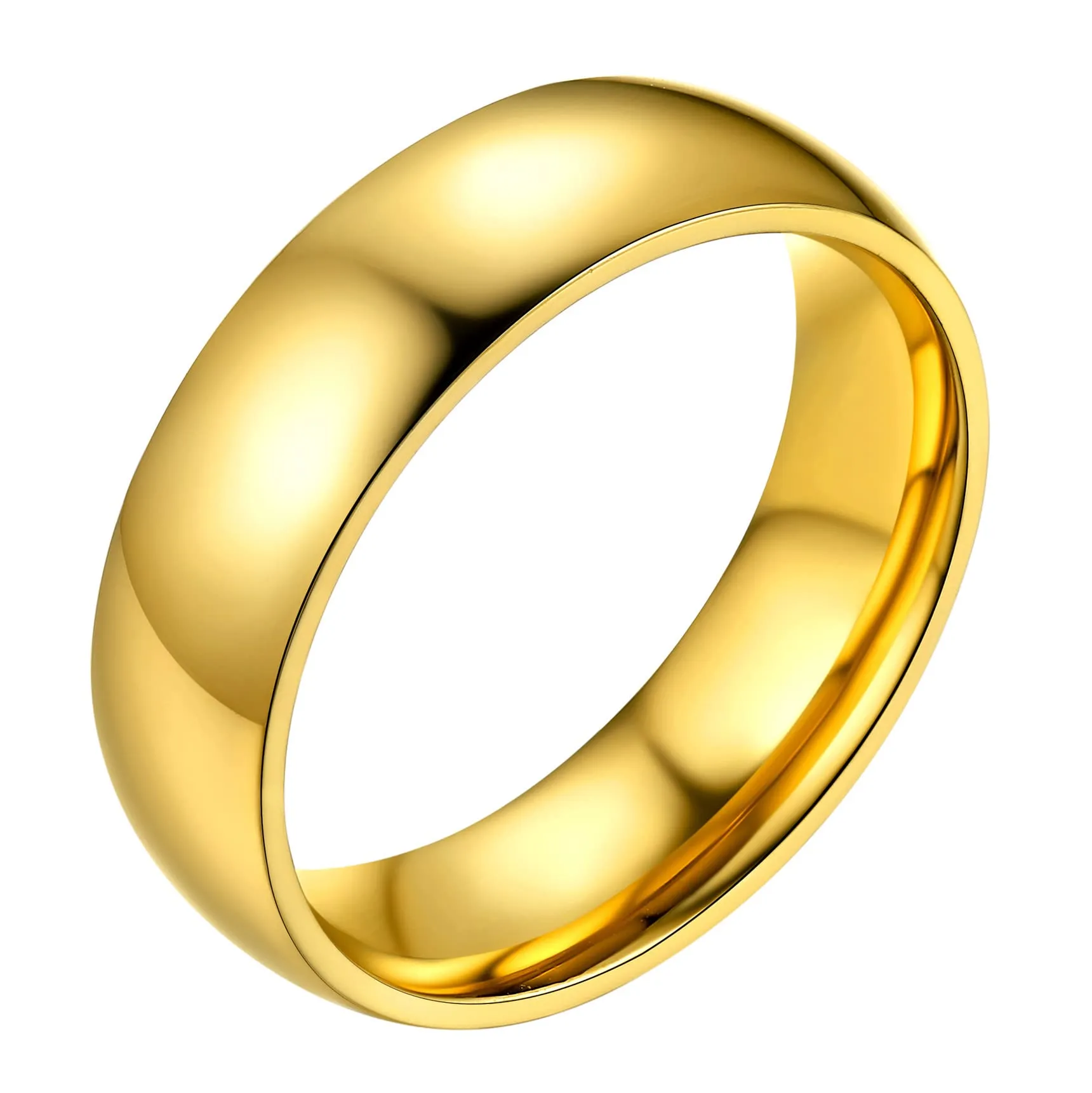Bestyle Anello Uomo Acciaio Dorato Anello Fascia Larga Donna Anelli Acciaio Donna Misure Grandi Misura 17 6mm Oro con Confezione Regalo - immagine 1